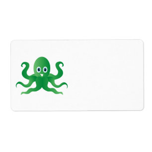 Etiqueta Octopi verde divertido