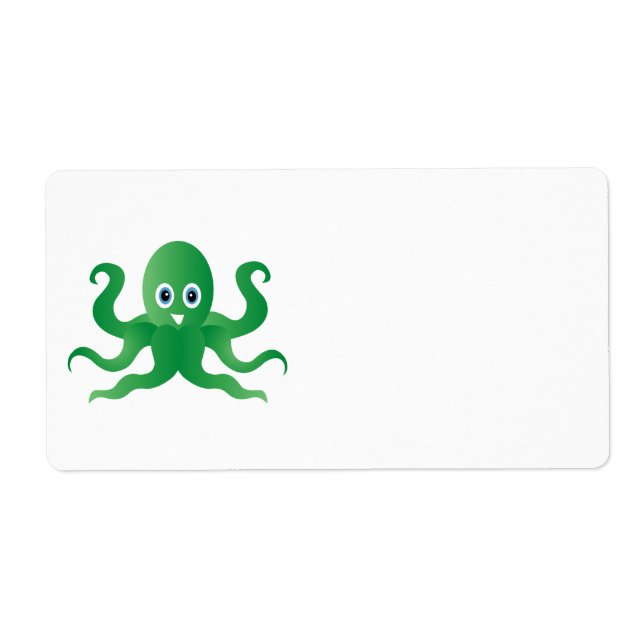 Etiqueta Octopi verde divertido (Frente)