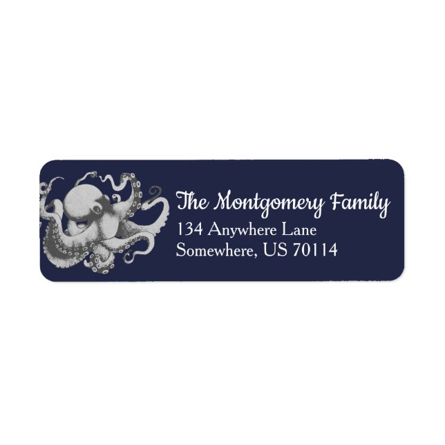 Etiqueta Octopus griego vintage (Frente)