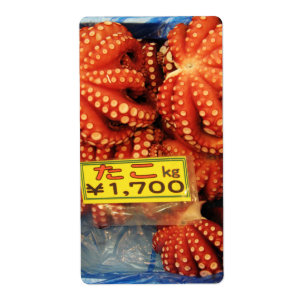 Etiqueta Octopus Tako た こ mercado de pescado de Tsukiji, To