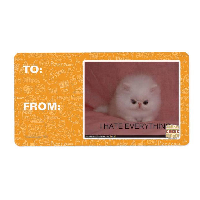 Etiqueta Odio todo (Frente)