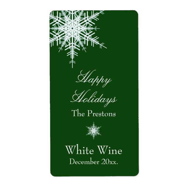 Etiqueta Offset Snowy Green Wine Label (Frente)