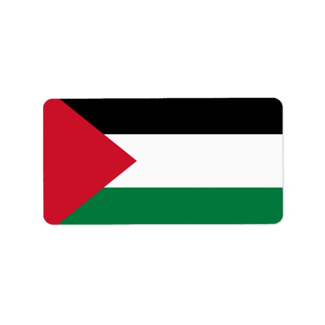 Etiqueta oficialmente bandera del Estado de Palestina (Frente)
