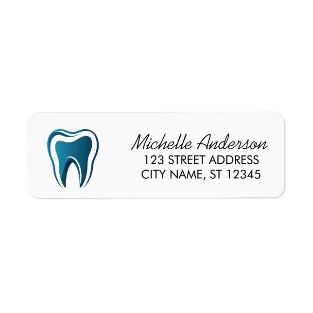 Etiqueta Oficina de dentista Dirección de devolución    (Frente)