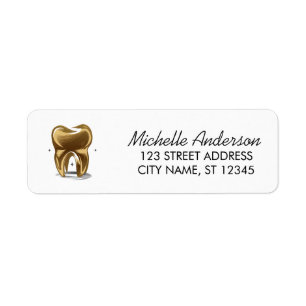 Etiqueta Oficina de dentista lujo Gold White Dirección de d