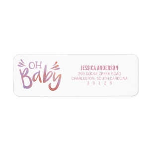 Etiqueta "Oh acuarela rosada Baby Shower del bebé"