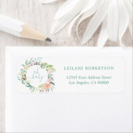 Etiqueta Oh Baby Floral Watercolor Pastel Wreath Mint
