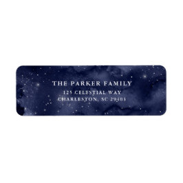 Etiqueta Oh, Noche Santa | Estrellas en Navidades Azul oscu