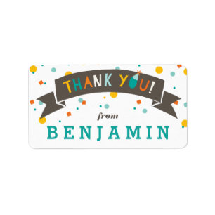 Etiqueta Oh What Fun Colorful Confetti Boy Thank You Labels
