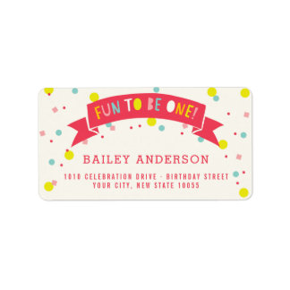 Etiqueta Oh What Fun Colorful Confetti Girl 1st Birthday