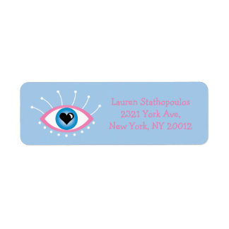 Etiqueta Ojo Malvado Griego Con Ojos Azul Rosa