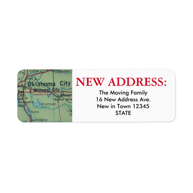 Etiqueta Oklahoma City New Address Label (Frente)