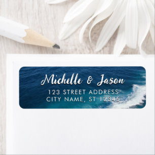 Etiqueta Olas de verano personalizadas del océano verde azu