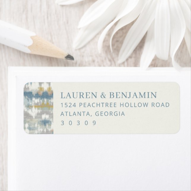 Etiqueta Olas grises azules elegantes (In situ)