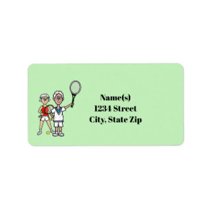 Etiqueta Older Grey Hair Tennis Couple Address Labels