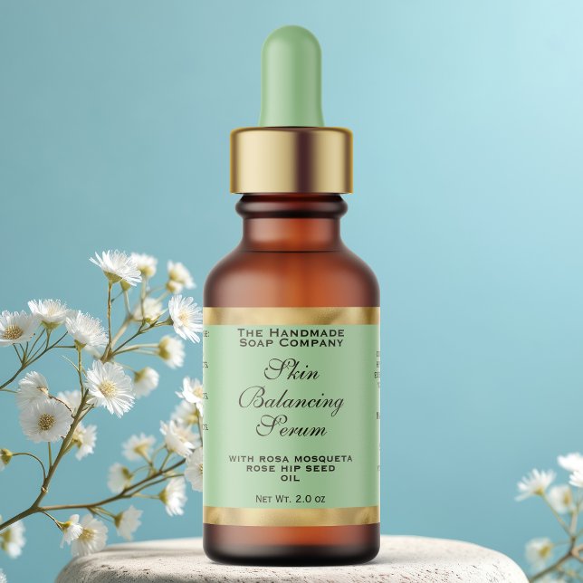 Etiqueta Olive Green & Gold Small Dropper Bottle Label  (Subido por el creador)