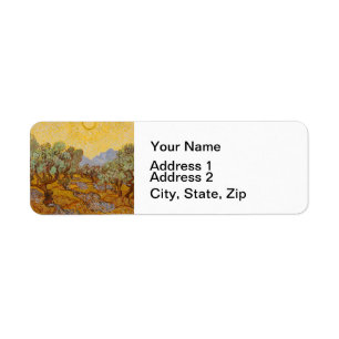 Etiqueta Olivos de Van Gogh Cielo Sol Amarillo