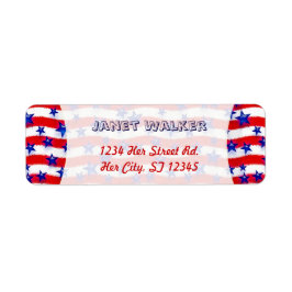 Etiqueta Onduladas Estrellas Azules Patrióticas sobre franj