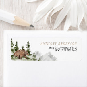 Etiqueta One Happy Camper Watercolor Bear 1st Birthday Boy