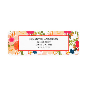 Etiqueta Orange Floral Watercolor 