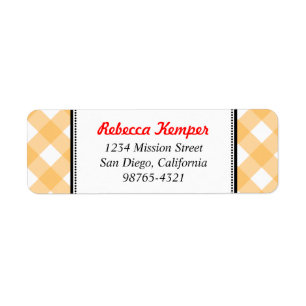 Etiqueta Orange gingham country rustic charm return address