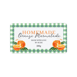 Etiqueta Orange Marmalade Jar Label Personalized Gingham 
