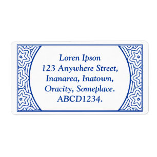 Etiqueta Ornamental 02 - Azul marino sobre blanco