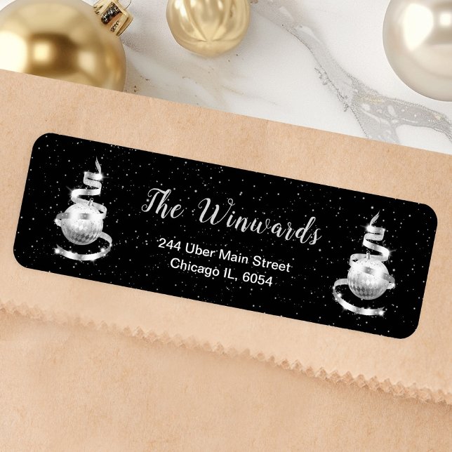 Etiqueta Ornamento de Navidad plateado y negro (Subido por el creador)