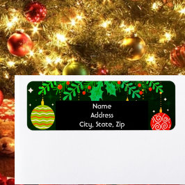 Etiqueta Ornamento y vegetación de Navidad