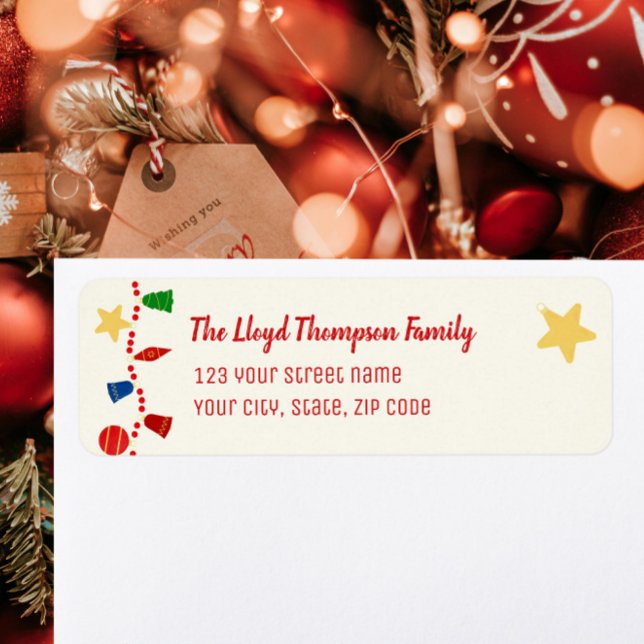 Etiqueta Ornamentos anticuados de Navidad (Vintage Christmas ornaments return label)