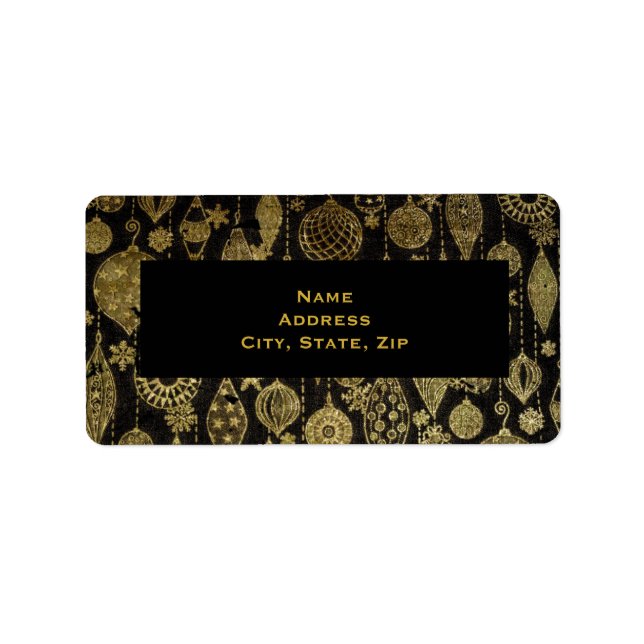 Etiqueta Ornamentos de Navidad de oro de Faix (Frente)