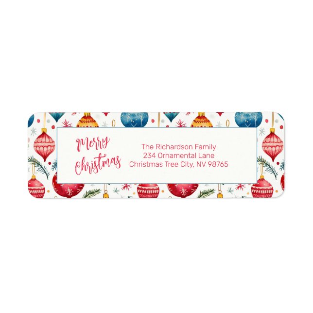 Etiqueta Ornamentos navideños caprichosos (Frente)