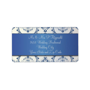 Etiqueta Ornate Circle Damask Sapphire Blue