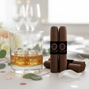 Etiqueta Ornate Floral Monograma Boda Cigar Banda