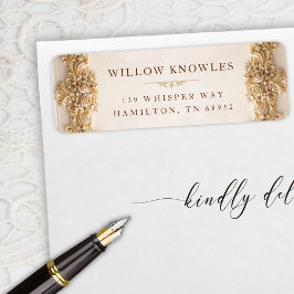Etiqueta Ornate Gold Floral Border Vintage Address Label