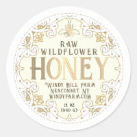 Etiqueta Ornate Gold Frame Bee Fleur de Lis Honey