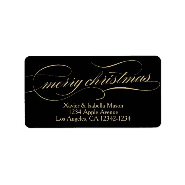 Etiqueta Ornate Navidades | Oro/Negro (Frente)