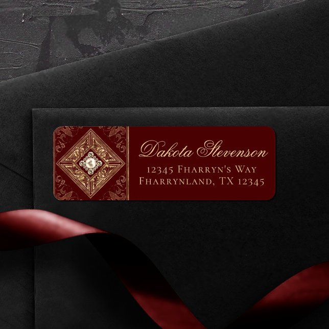 Etiqueta Ornate Opulence | Emblema rojo oscuro y con joyas  (Subido por el creador)