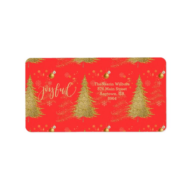 Etiqueta Oro ALEGRE en Navidad Roja (Frente)