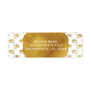 Etiqueta Oro Blanco Egipcio Egipto Ojo Glam Boda Moderna