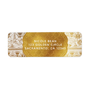 Etiqueta Oro Blanco Egipcio Egipto Ojo Glam Boda Moderna