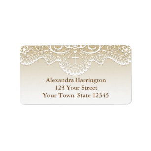 Etiqueta Oro con encaje, cruz, religioso