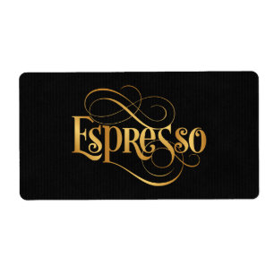 Etiqueta Oro del café express de la caligrafía de la