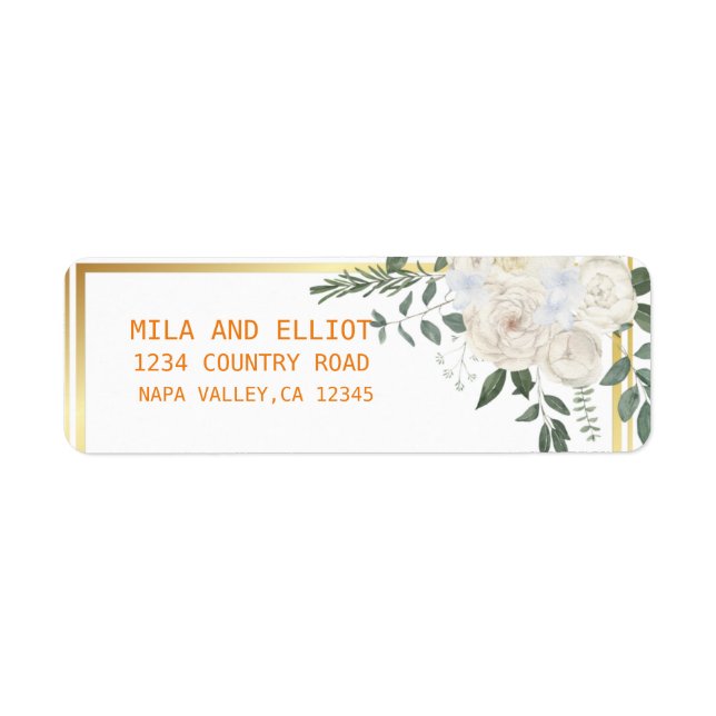 Etiqueta Oro floral elegante (Frente)