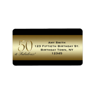 Etiqueta Oro Metálico Negro 50 cumpleaños