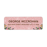 Oro Rosa Glitter Floral Hoja de Retorno de Direcci