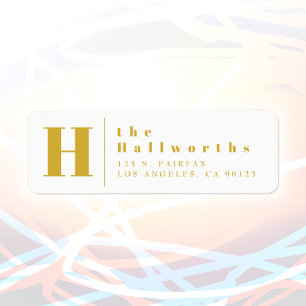 Etiqueta Oro y blanco Dirección de retorno negrita modern