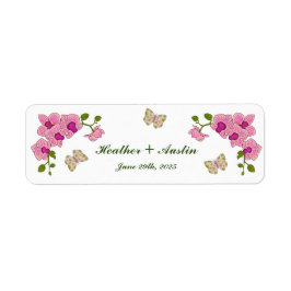 Etiqueta Orquídeas púrpuras delicadas elegantes botánico bo