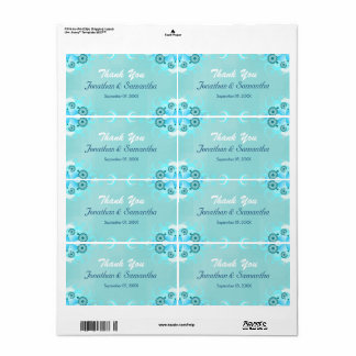 Etiqueta Oscuro Aqua Azul Floral Verde azulada Gran Favor D