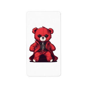 Etiqueta Osito de peluche rojo lindo